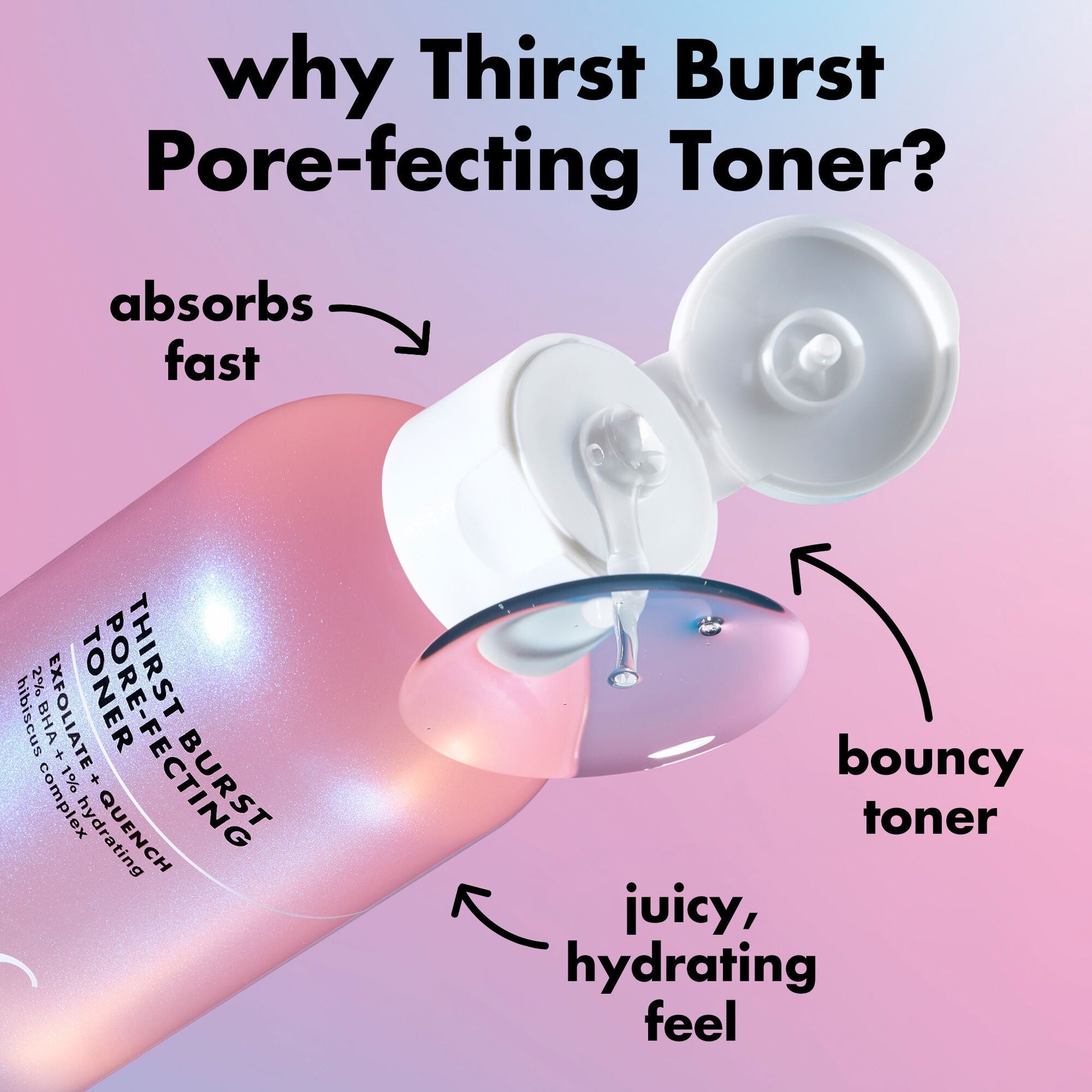 Thirst Burst Pore-fecting Exfoliating Toner Absorbs Fast and Has A Jucy Hydrating Feel